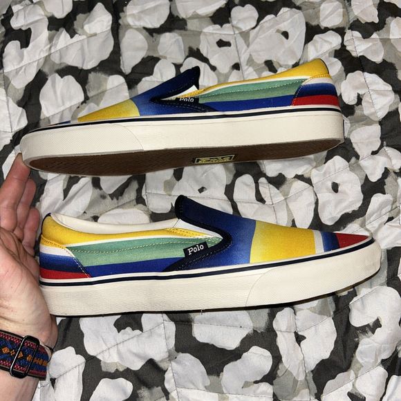 Polo Ralph Lauren Keaton Slip-On MEN'S Canvas Ombre Striped SIZE 11 NWOB - Picture 4 of 9